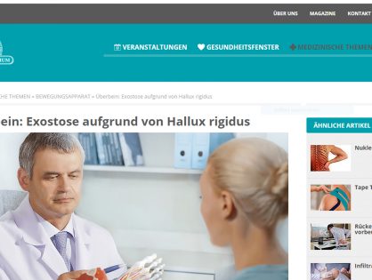 "Überbein: Exostose aufgrund von Hallux rigidus" (minimed.at, Juni 2019)