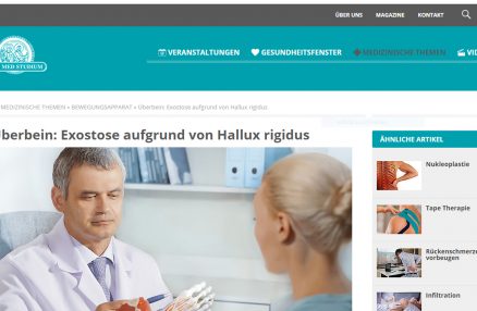 "Überbein: Exostose aufgrund von Hallux rigidus" (minimed.at, Juni 2019)